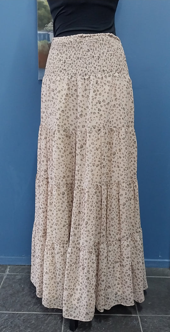 Brave + True Tiered Long Maxi Skirt Animal Print Size M
