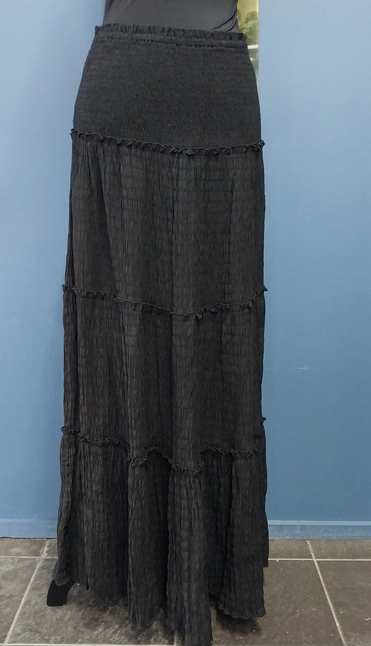 Ivy + Jack  Tiered Long Black Skirt Size 12