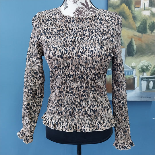 Max Size M Leopard Print Shirred Top 100% Organic Cotton