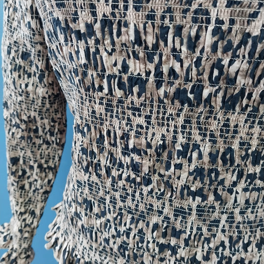 Max Size M Leopard Print Shirred Top 100% Organic Cotton