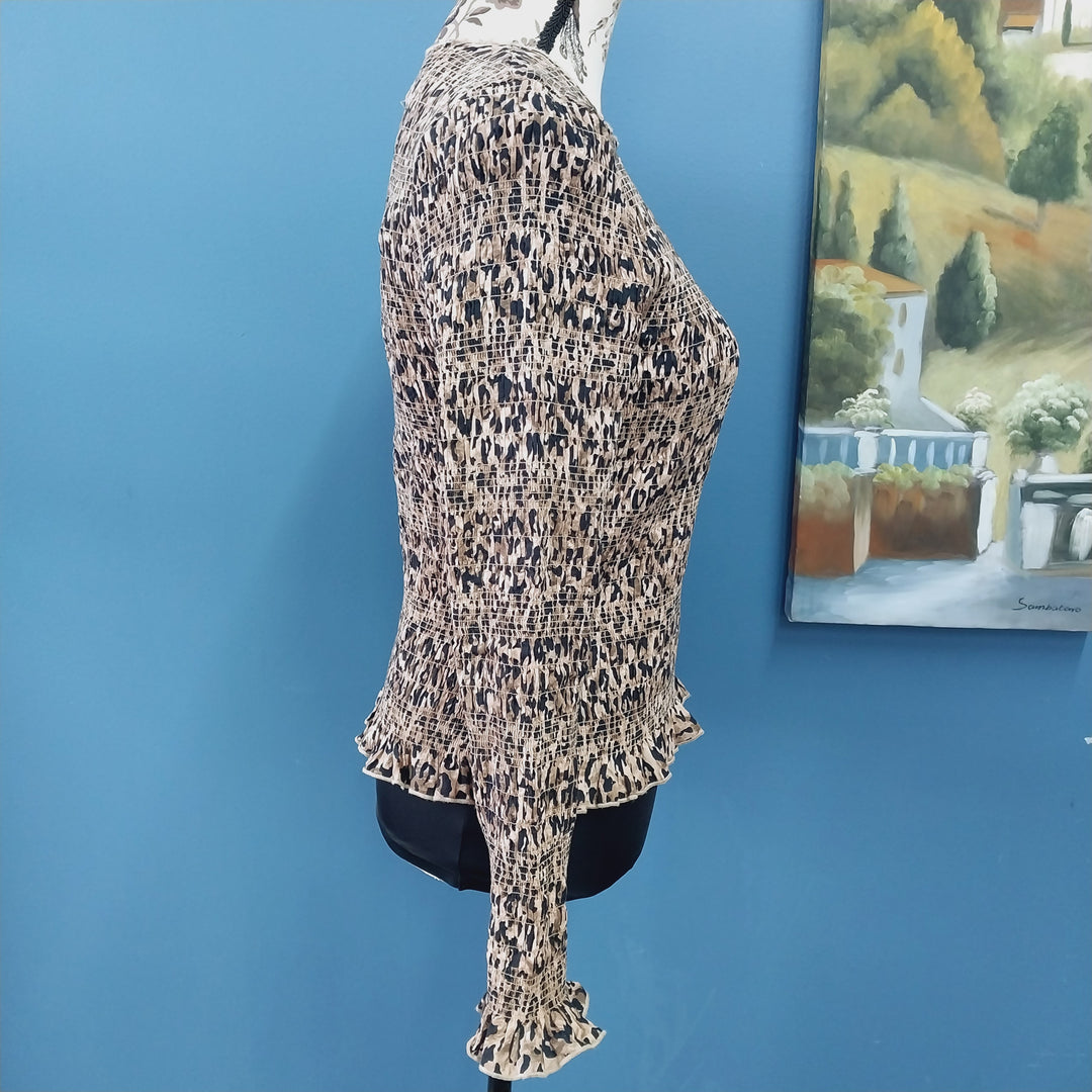Max Size M Leopard Print Shirred Top 100% Organic Cotton