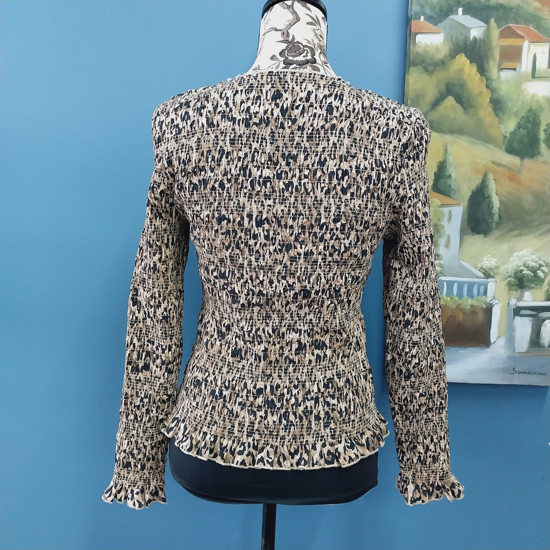Max Size M Leopard Print Shirred Top 100% Organic Cotton