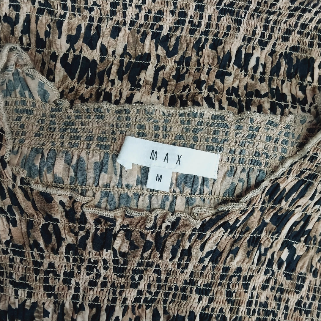 Max Size M Leopard Print Shirred Top 100% Organic Cotton