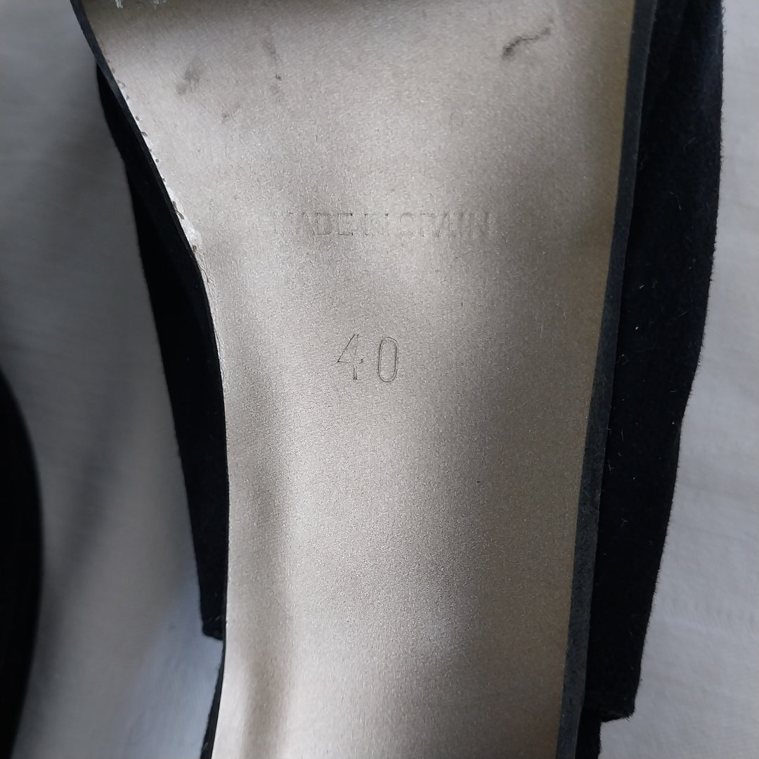 Molly N Black Suede Slingback Peep -Toe Heels Size 40