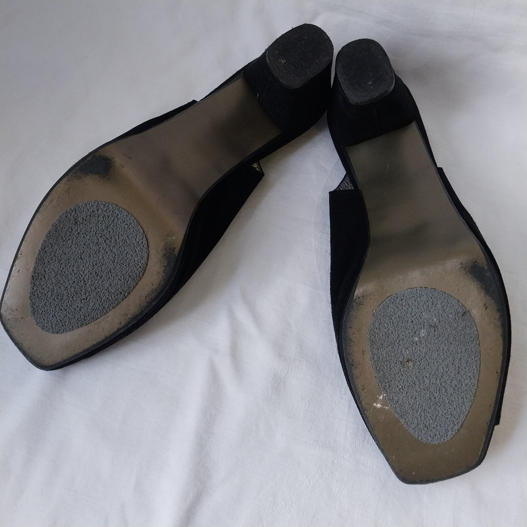 Molly N Black Suede Slingback Peep -Toe Heels Size 40