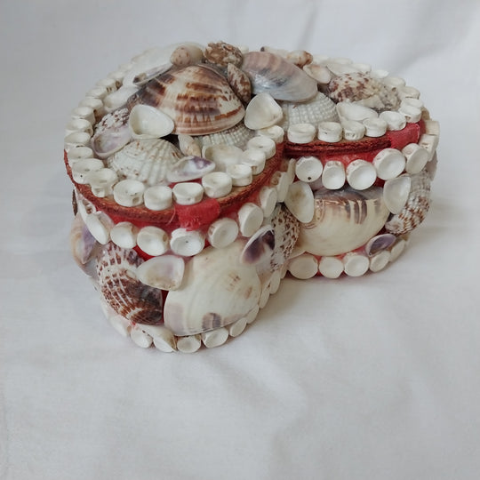 Vintage Sea Shell Heart Shaped Trinket Box Bo Ho Chic