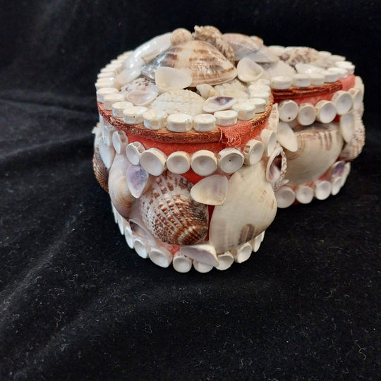 Vintage Sea Shell Heart Shaped Trinket Box Bo Ho Chic