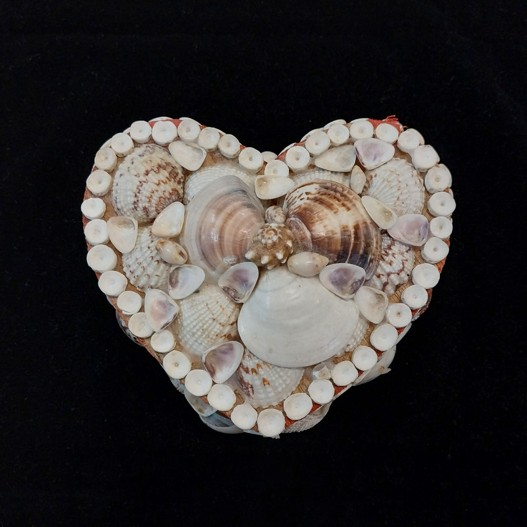 Vintage Sea Shell Heart Shaped Trinket Box Bo Ho Chic