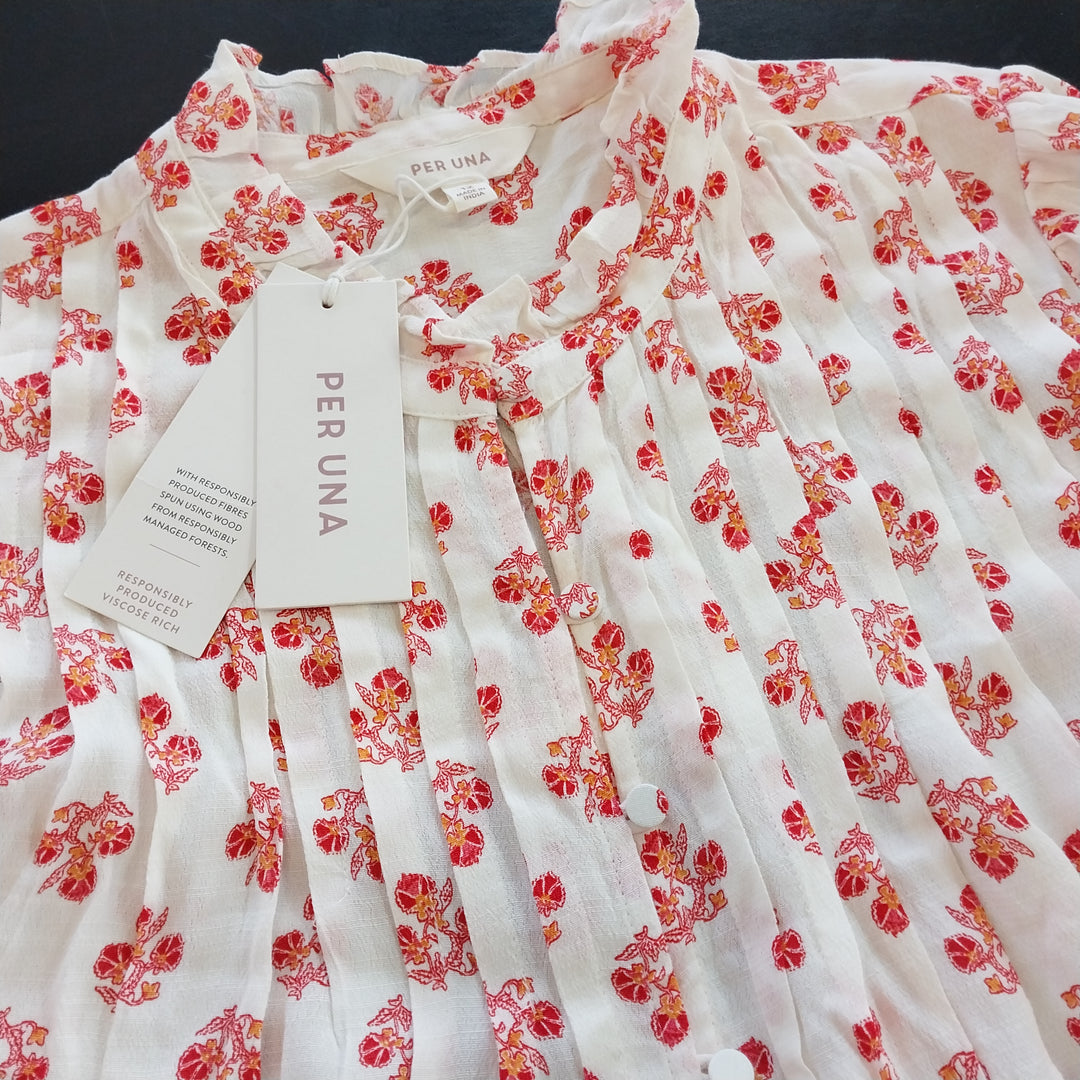 Per Una Long Sleeve Pleat Detail Blouse Size 12 BNWT