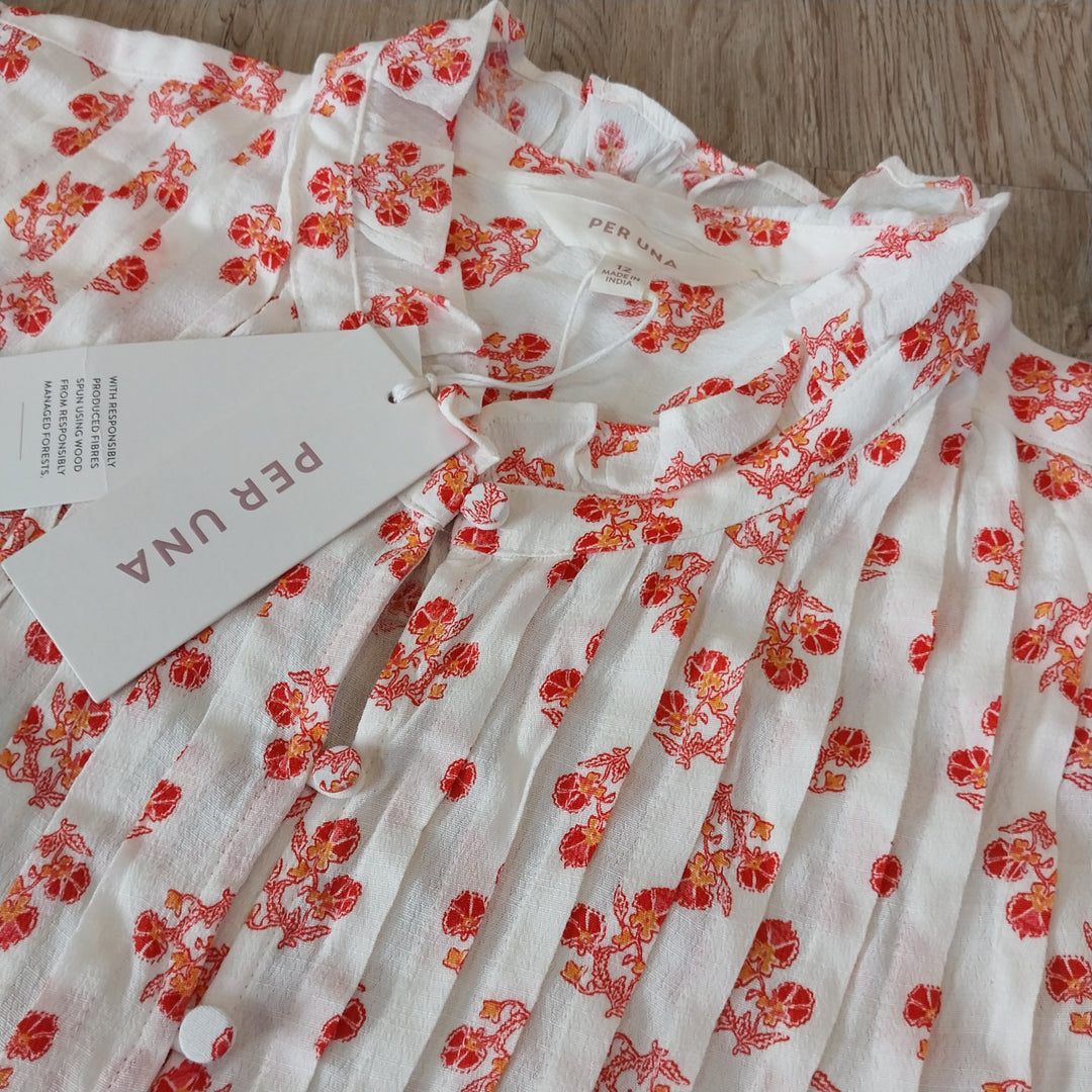 Per Una Long Sleeve Pleat Detail Blouse Size 12 BNWT