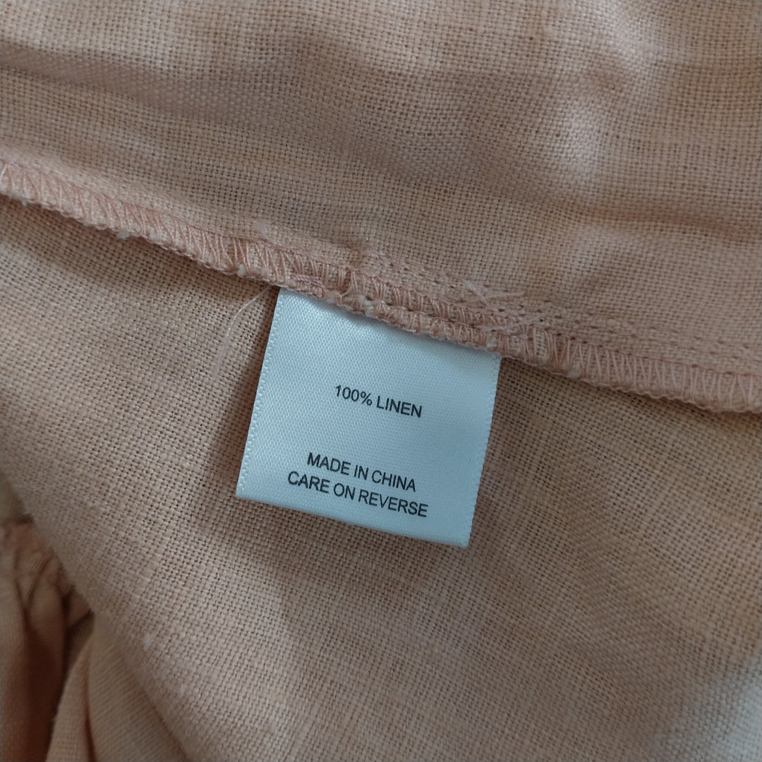 Superette 100% Linen Pleat Detail Dress- Size 12- Peach