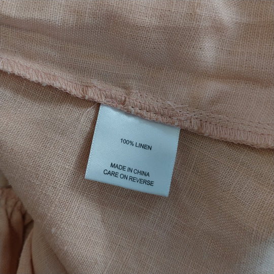 Superette 100% Linen Pleat Detail Dress- Size 12- Peach
