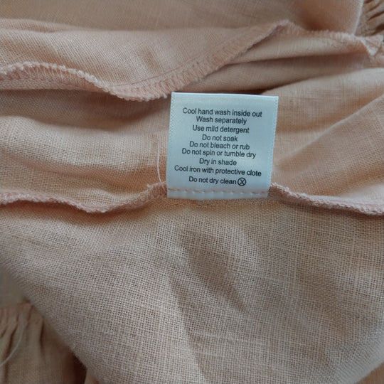Superette 100% Linen Pleat Detail Dress- Size 12- Peach