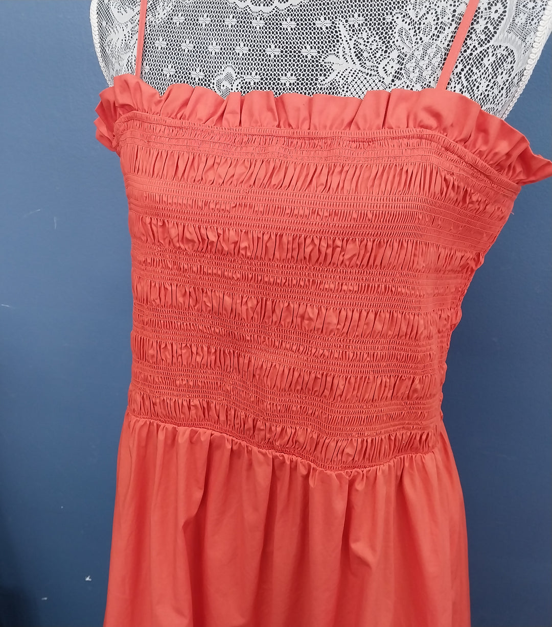Mineral Shirred Top Dress 100% Cotton -Red/Orange  Size 20