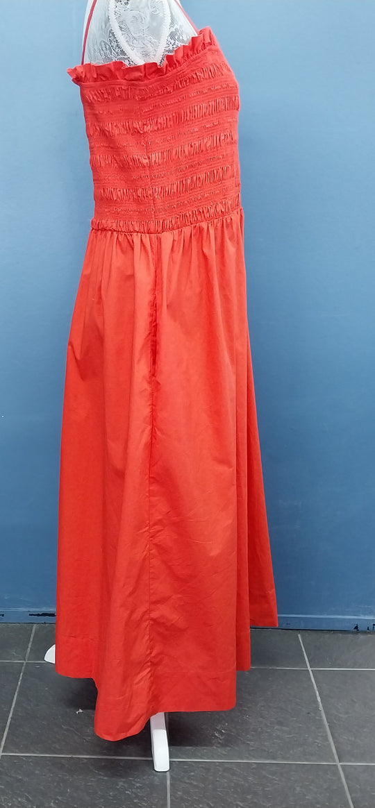 Mineral Shirred Top Dress 100% Cotton -Red/Orange  Size 20