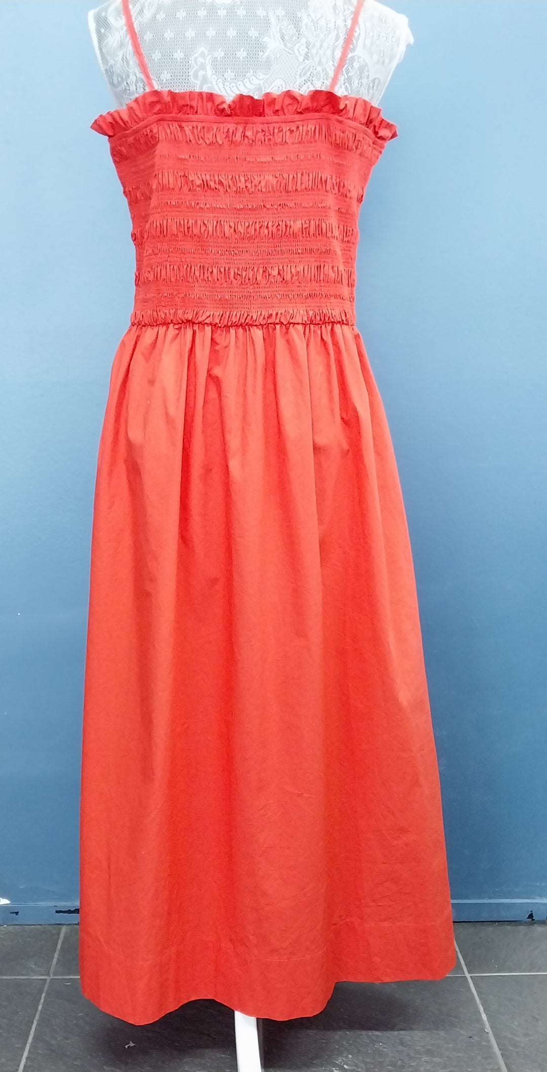 Mineral Shirred Top Dress 100% Cotton -Red/Orange  Size 20