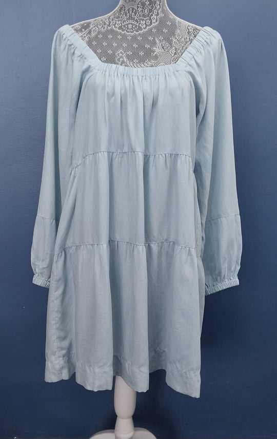 SEED Heritage Off the shoulder Tiered Dress Size 12 Light Blue