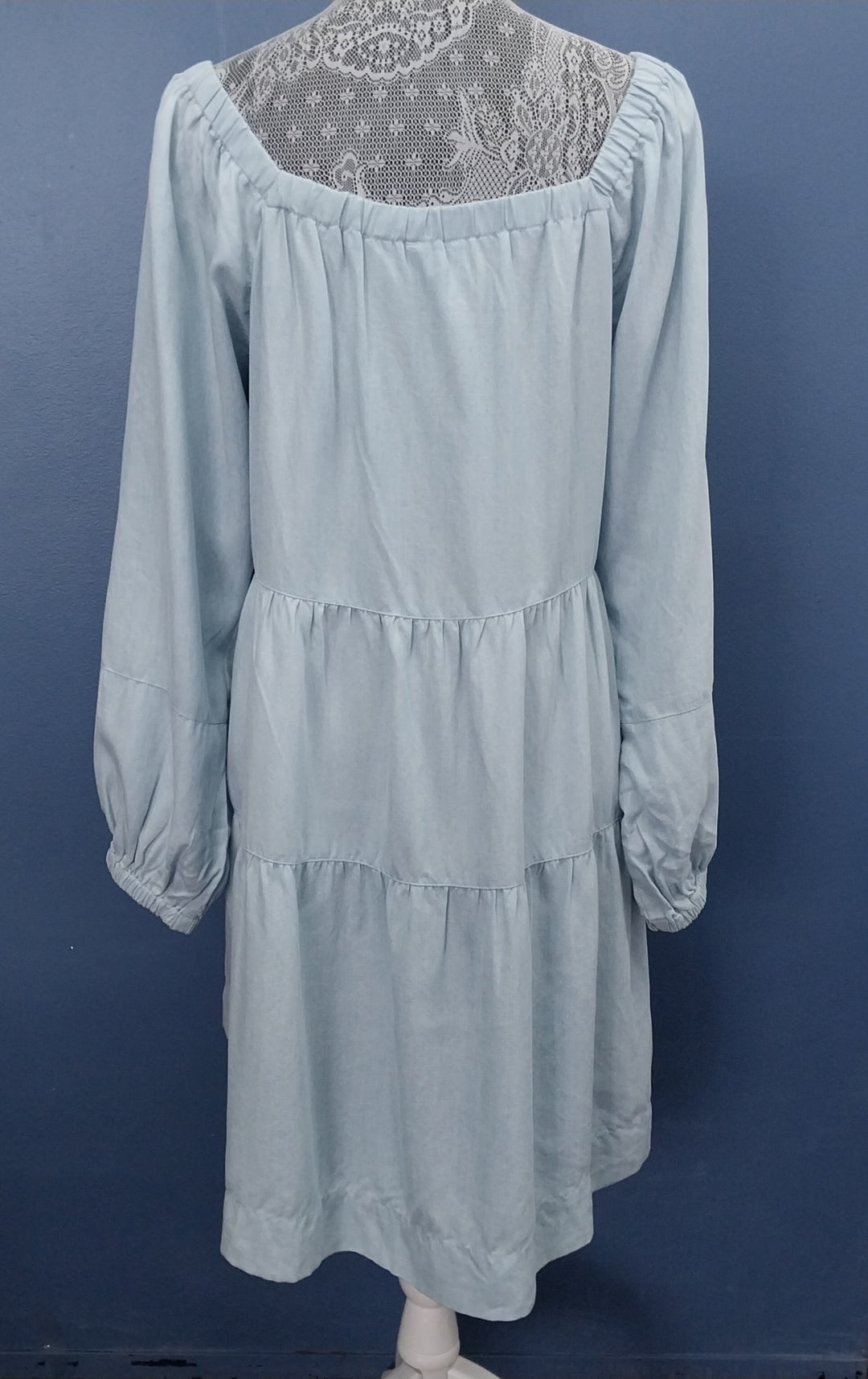 SEED Heritage Off the shoulder Tiered Dress Size 12 Light Blue