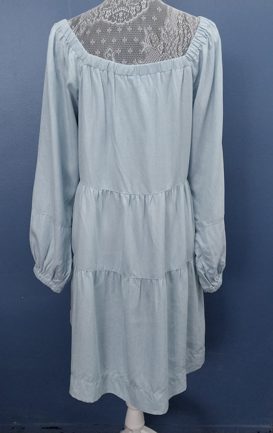 SEED Heritage Off the shoulder Tiered Dress Size 12 Light Blue