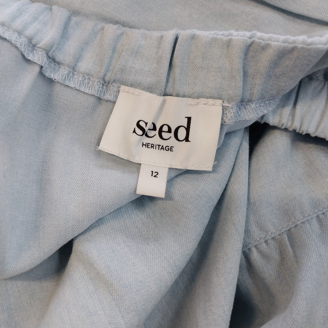 SEED Heritage Off the shoulder Tiered Dress Size 12 Light Blue