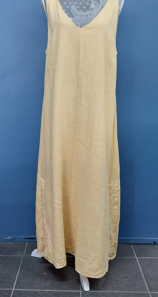 ASSEMBLY LABEL V Neck Linen Dress Size 12 Lemon