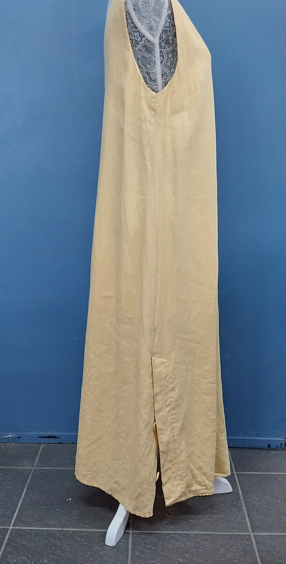 ASSEMBLY LABEL V Neck Linen Dress Size 12 Lemon