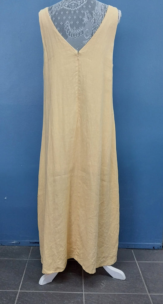 ASSEMBLY LABEL V Neck Linen Dress Size 12 Lemon