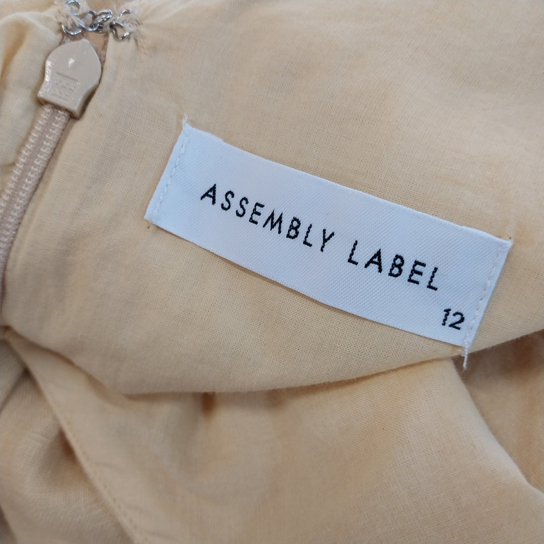 ASSEMBLY LABEL V Neck Linen Dress Size 12 Lemon