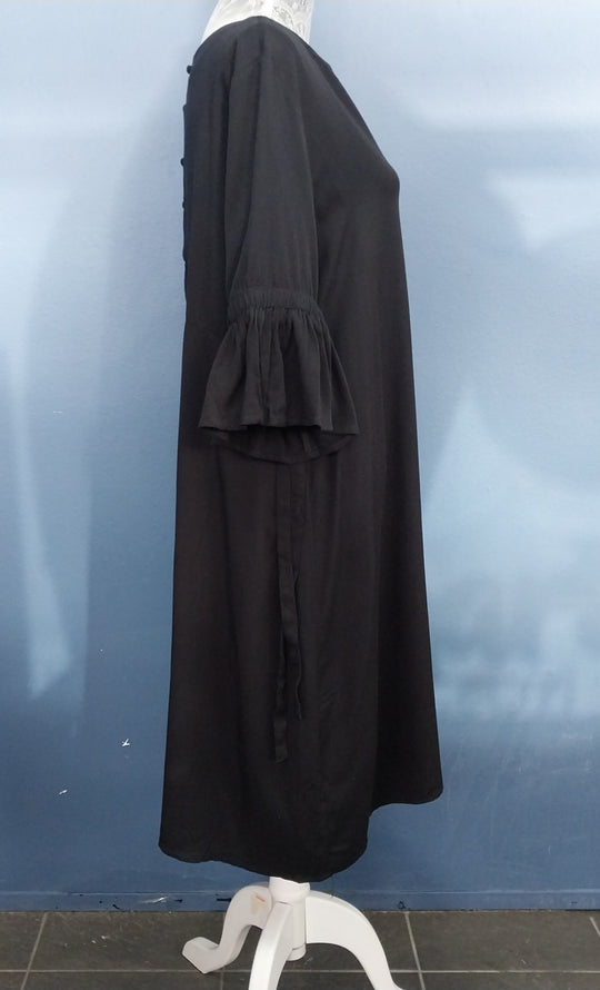 THING THING 100% Rayon Flared Dress -Size 12 -Black
