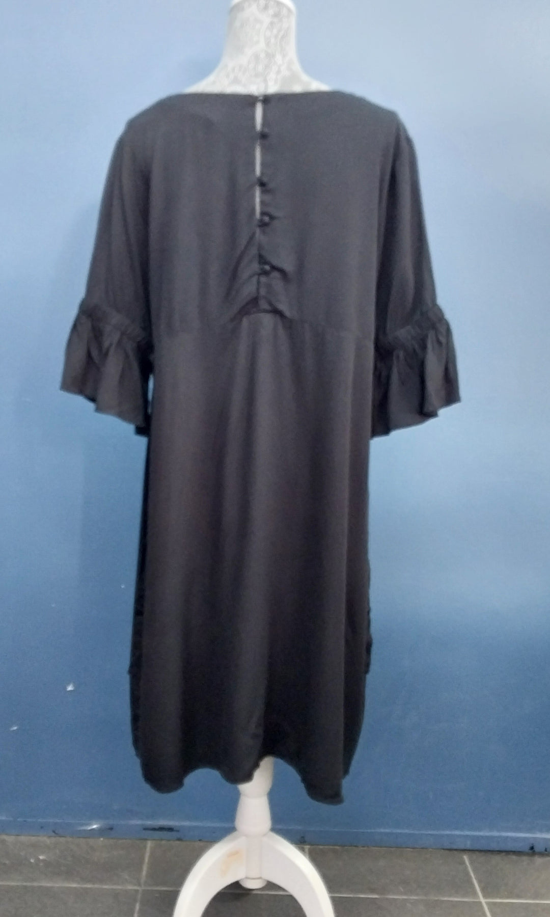THING THING 100% Rayon Flared Dress -Size 12 -Black
