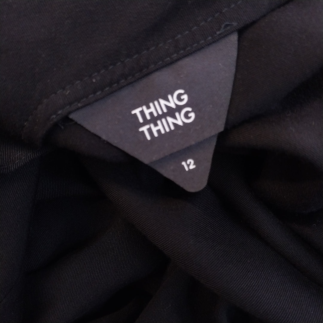 THING THING 100% Rayon Flared Dress -Size 12 -Black