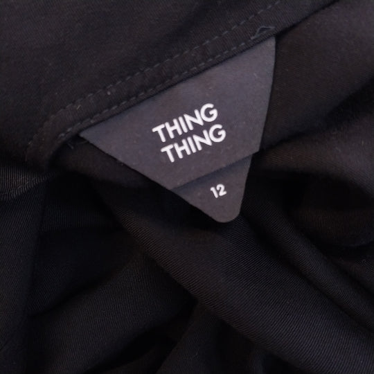 THING THING 100% Rayon Flared Dress -Size 12 -Black