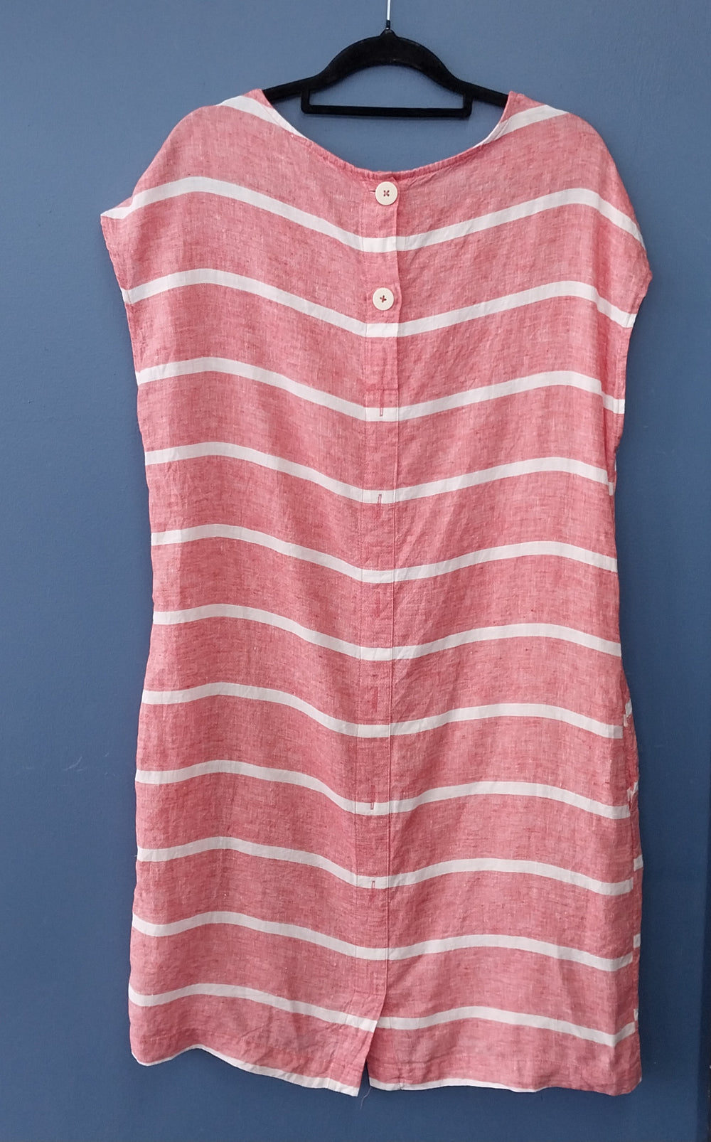 *Zest 100% Linen Dress Size 12  Red /White Stripe*