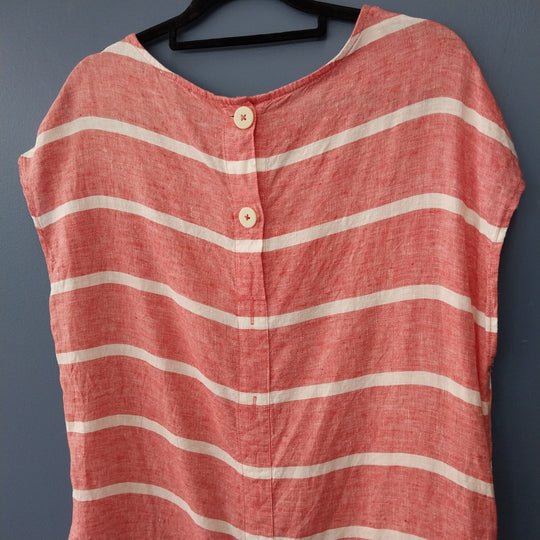 *Zest 100% Linen Dress Size 12  Red /White Stripe*