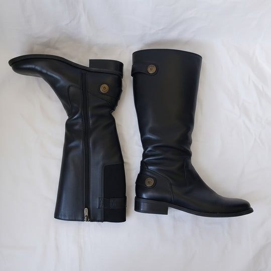 *Colorado Zip Up Black Leather Boots Size 7/1/2*