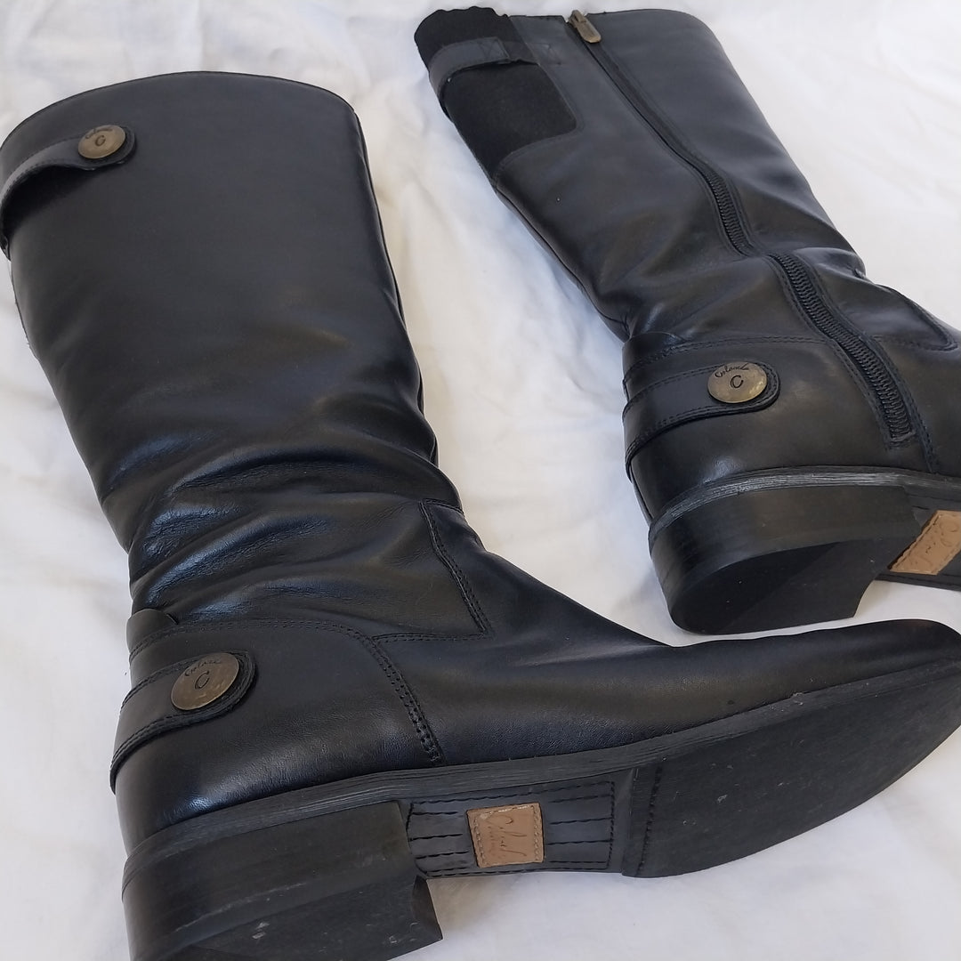 *Colorado Zip Up Black Leather Boots Size 7/1/2*
