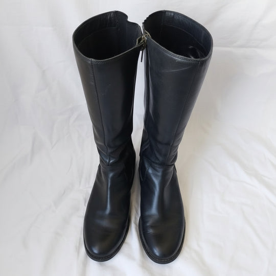 *Colorado Zip Up Black Leather Boots Size 7/1/2*