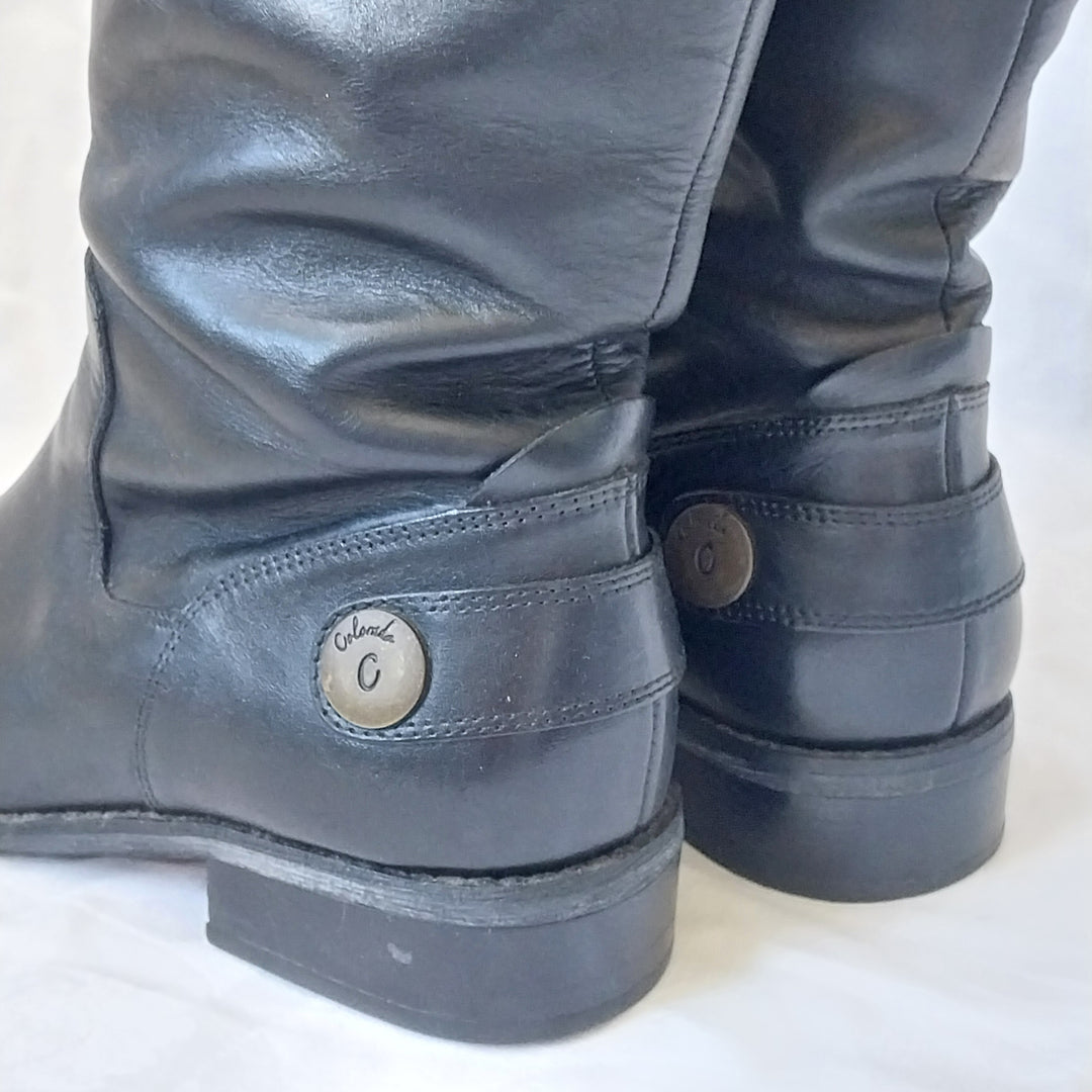*Colorado Zip Up Black Leather Boots Size 7/1/2*