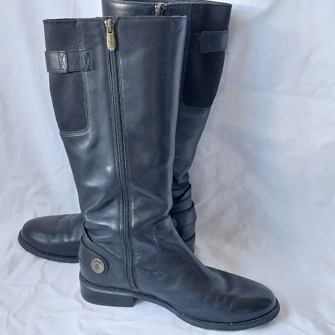 *Colorado Zip Up Black Leather Boots Size 7/1/2*