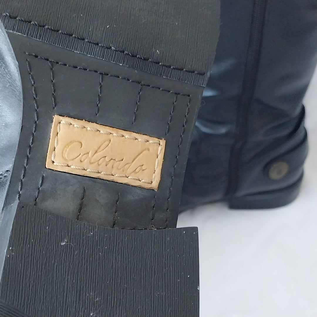 *Colorado Zip Up Black Leather Boots Size 7/1/2*