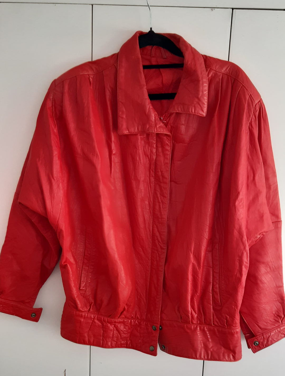 Vintage 80's Red Leather Bommer Jacket NZ Made