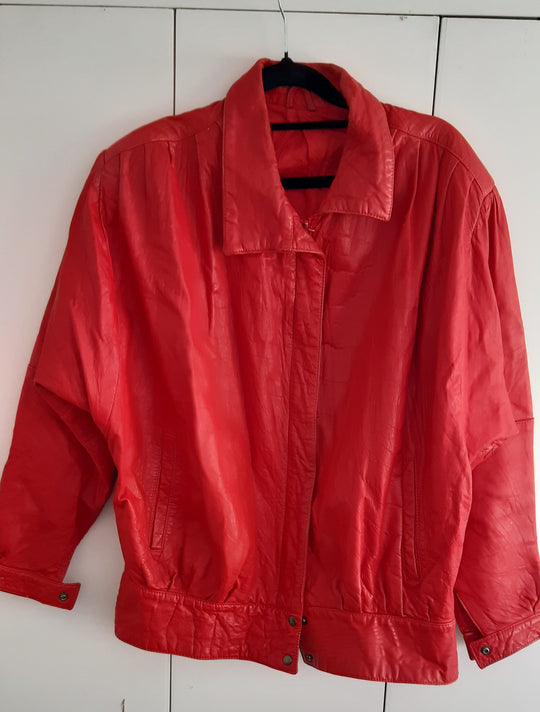 Vintage 80's Red Leather Bommer Jacket NZ Made