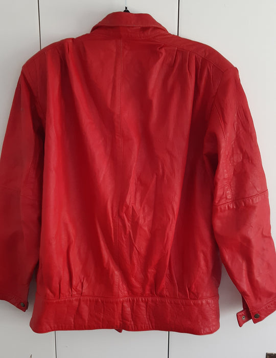 Vintage 80's Red Leather Bommer Jacket NZ Made