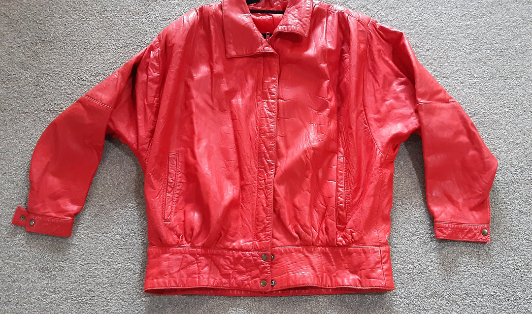 Vintage 80's Red Leather Bommer Jacket NZ Made