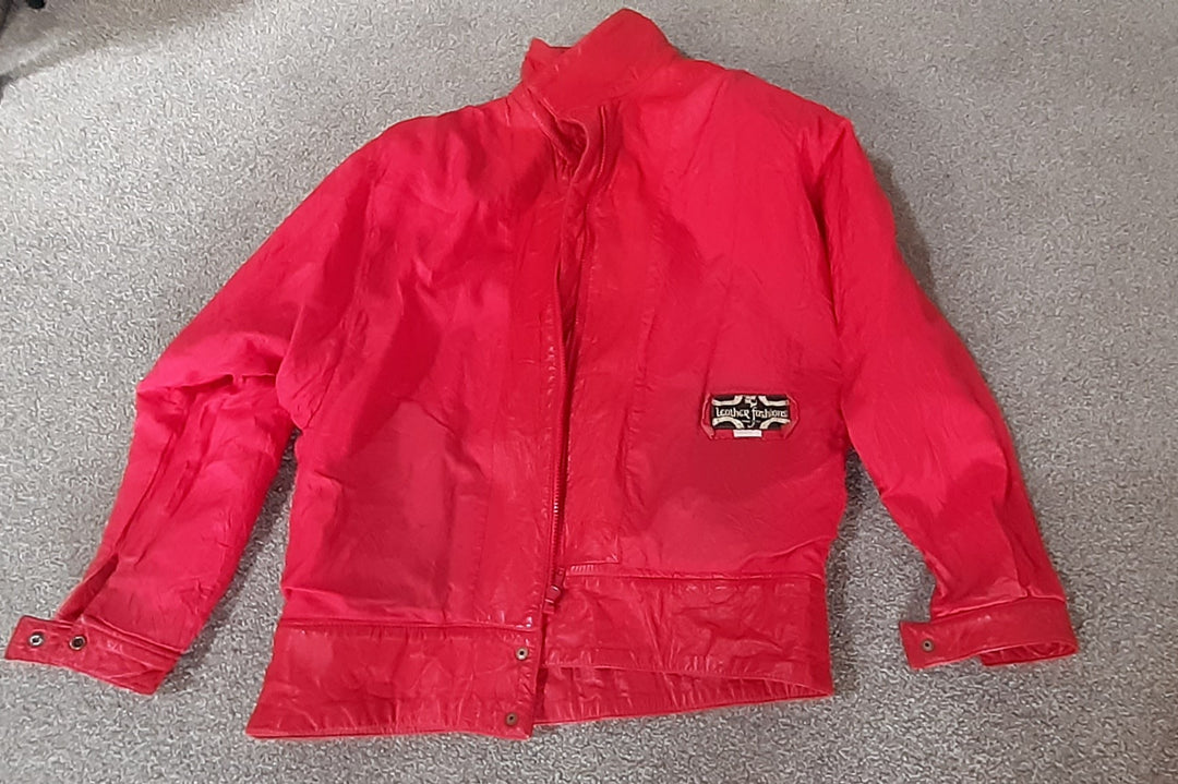 Vintage 80's Red Leather Bommer Jacket NZ Made