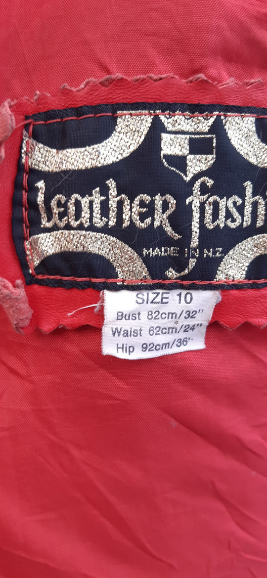 Vintage 80's Red Leather Bommer Jacket NZ Made