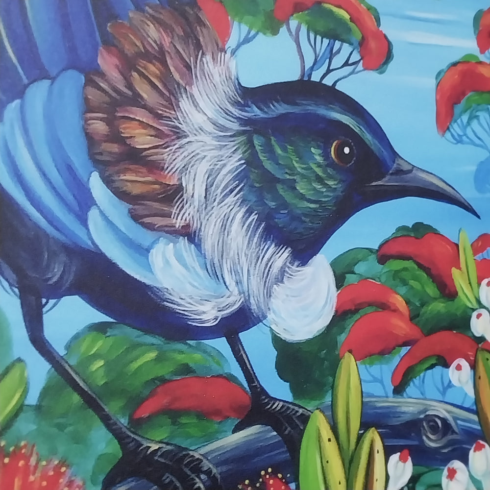*New Zealand Art -Tui In a Pohutukawa Tree -Titled Kapiti by Irina Velman*