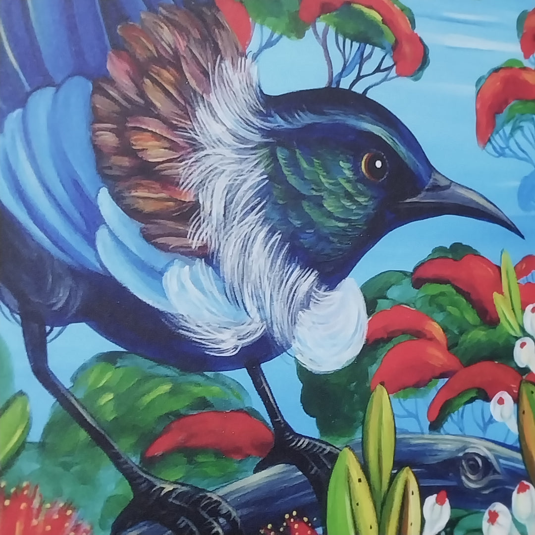 *New Zealand Art -Tui In a Pohutukawa Tree -Titled Kapiti by Irina Velman*