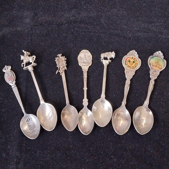 *8 Silverplated  Vintage Souvenir Spoons -Colectable*