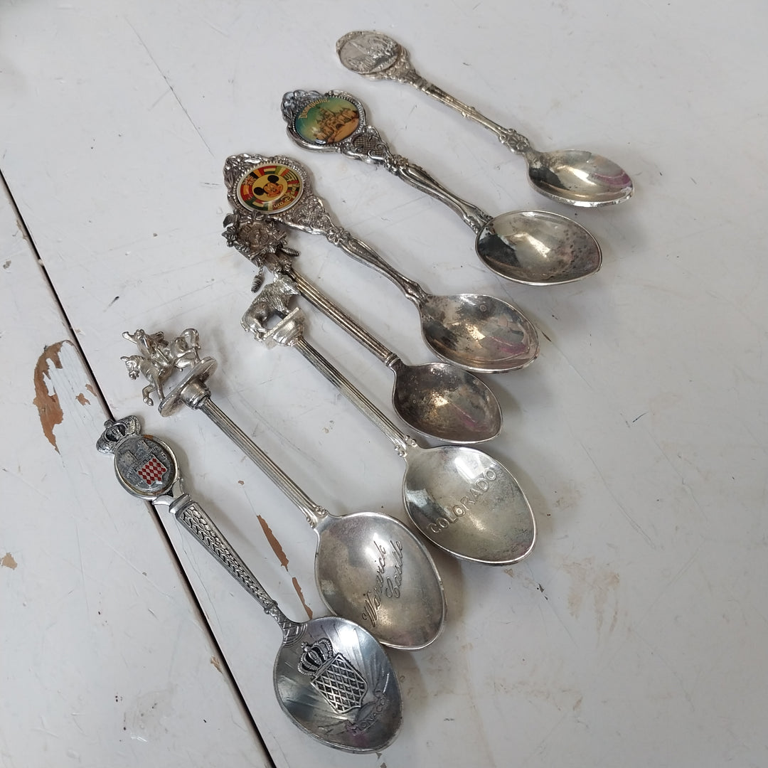 *8 Silverplated  Vintage Souvenir Spoons -Colectable*